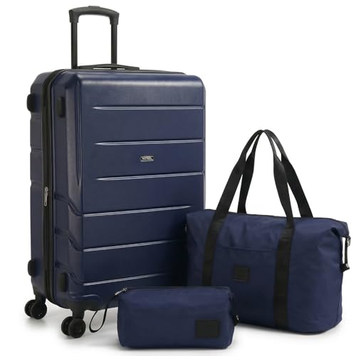 Image of Hoteel Luggage Sets 3 Piece, 4-Yr Warranty, PC+ABS Hard Shell Expandable Suitcases with Wheels, TSA Aproved Lock and Carry on Bags, Travel Suit Case Set for Men and Women, (3-Piece, Blue)