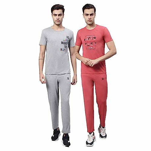 Image of Mack Jonney Printed Co-ord Set Tracksuit For Men (Pack of 2)-T PRT 23 WHT 24 YLW D10 WHT YLW 04-P
