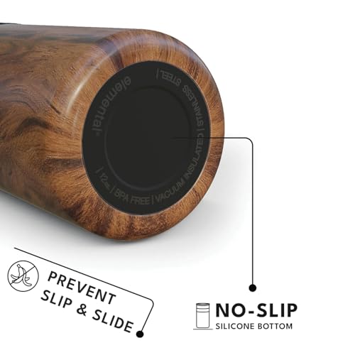 Elemental Artisan Insulated Tumbler, Triple Wall Coffee Travel Mug, Reusable Stainless Steel Coffee Tumbler with Ceramic Lid, Thermal Coffee Cups for Hot (6 Hrs) & Cold (18 Hrs), 12oz - Teak Wood