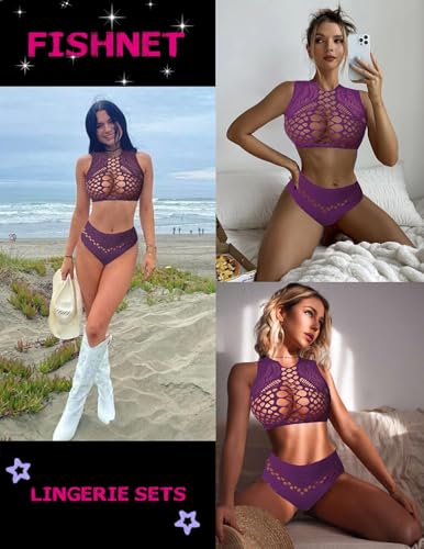 SSoShHub Womens Fishnet Lingerie for Women Sexy Two Piece Lingerie Set Stripper Outfit for Wife, Girlfriend, Women Wedding Valentine Special Night Occasion Festival Honeymoon