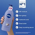 NIVEA Shea Nourish Body Lotion for Dry Skin with Hyaluronic Acid, Shea Butter and Deep Nourishing Serum, 48-Hour Body Moisturizer, 16.9 Fl Oz Pump Bottle - Image 3
