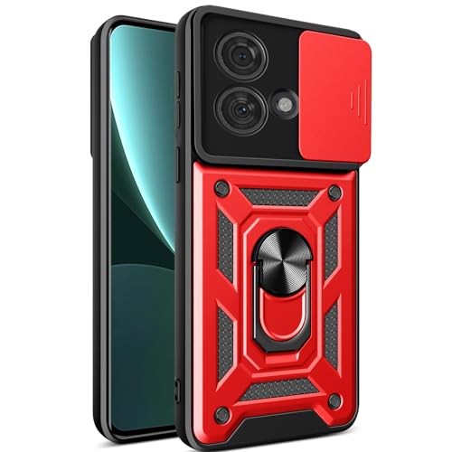 Coque Motorola Edge 40 Neo rouge antichoc avec protège-caméra et anneau