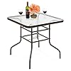 Best Choice Products 32in Square Tempered Glass Outdoor Patio Dining Bistro Table wUmbrella Hole Steel Frame Easy Assembly