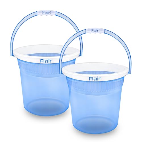 Image of FLAIR Estella Crystal 8 LTR T.Blue Set of 2 I Plastic Bathroom Bucket | Strong and Durable Water Storage Bucket | Sturdy and Easy Grip Handle | Ideal for Bathing and Everyday Use