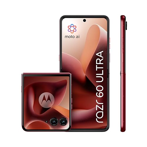 Motorola Razr 60 Ultra 16, 512 Go, Smartphone Debloqué, écran 4", Appareil Photo 50 MP Avec IA, Batterie 4700 MAh, Rio Red(Bordeaux), Coque De Protection Et Câble USB C Inclus