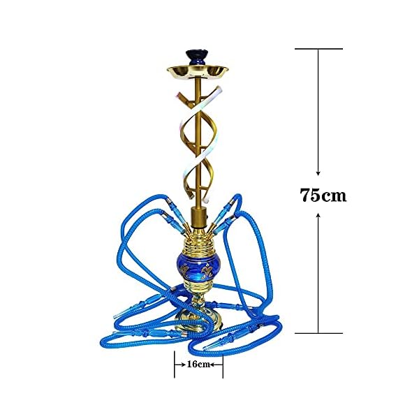 Rteanb Aluminiumhaare Arabische Hukahn Full Bar Vier-Personen-Huka mit Licht für bessere Shisha-Hukahn Rauchergenuss… – Bild 3