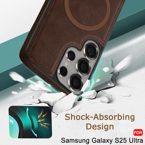 Image of TheGiftKart Genuine Leather Finish Back Cover Case for Samsung Galaxy S25 Ultra 5G | Raised Edges for Camera & Screen Protection | Shockproof Stunning Minimalist Design (MagSafe Compatible, Black)