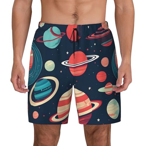 Short de bain léger pour homme motif planètes anti-irritation