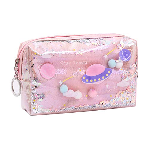 YFairy Federmäppchen mit schönem Planeten-Design, Kunstleder, Make-up-Tasche, Geschenk für Mädchen rose Cover