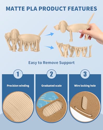 Image of DURAMIC 3D Matte PLA Filament 1.75mm Skin, 1kg Cardboard Spool Matte Finish 3D Printer Filament PLA 1.75mm Dimensional Accuracy 99% + /- 0.03 mm, Printing with FDM 3D Printer, Easy to Remove Support