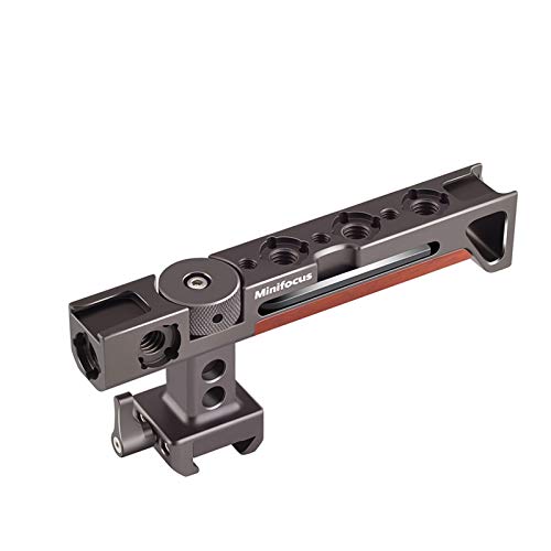 Camera NATO Handle Top Handle Grip with 3 Cold Shoe and Wooden Handle, MINIFOCUS Universal Cage NATO Top Handle Grip for DSLR Camera/Mirrorless Digital Camera/Microphone/Monitor Extension Mount