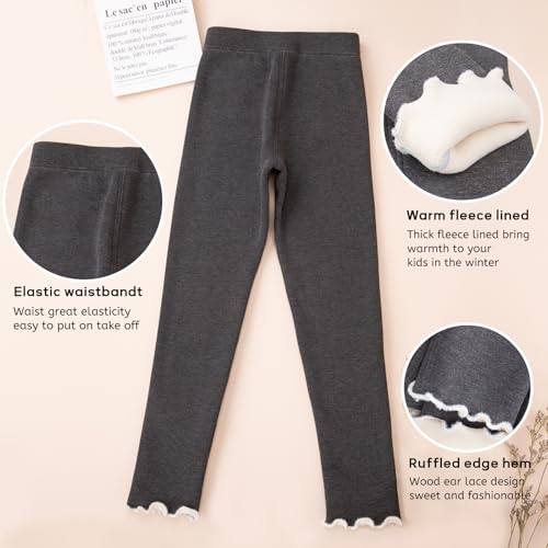 4 pack Girls Winter Fleece Lined Leggings Toddler Kids Warm Thick Thermal Pants Fleece Pants Girls4