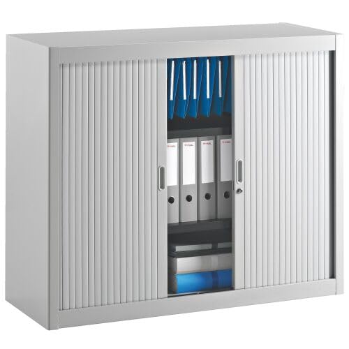 Générique Armoire Basse à Rideaux démontable Hauteur de comptoir 100 x 120 cm (Gris Clair)