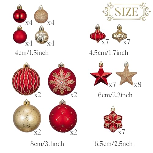Valery Madelyn Weihnachtskugeln 60tlg. Kunststoff Christbaumkugeln Weihnachtsbaumschmuck Dekoration Weihnachtsdeko mit Aufhänger Glänzend… – Ansicht 6