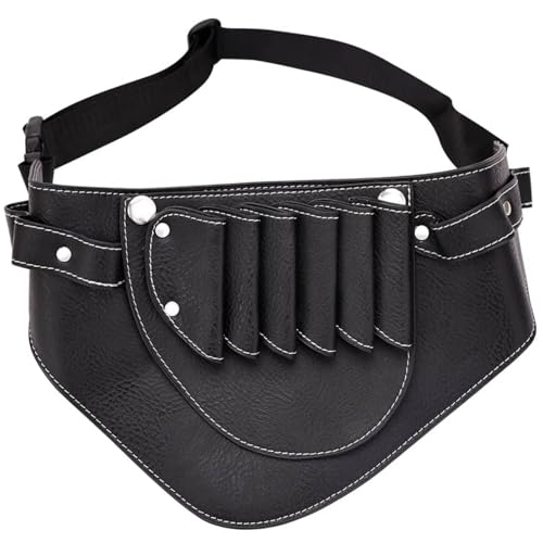 PU Hairdressing Bag Scissor Pouch Holster Holder with Waist Shoulder Belt Scissors Barber Tools Bag Haircut Supplies (6KOU)