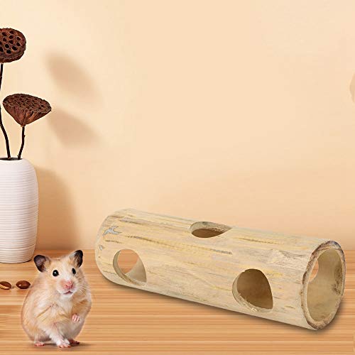 Hamster Tunnel, Natural Bamboo Exercise Tube Hideout Toy for Dwarf Hamsters Small Hedgehogs Gerbils(L), As shown - Image 3