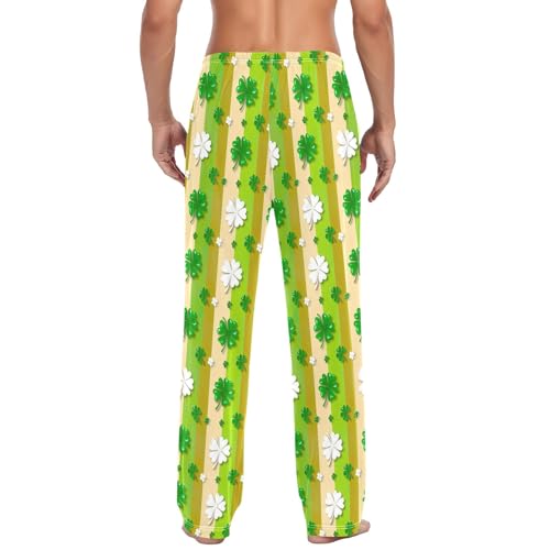 Men Pajama Bottoms Cotton Pajama Pants Lightweight Sleep Pants with Pockets, St. Patrick's Day Clover Stripes3