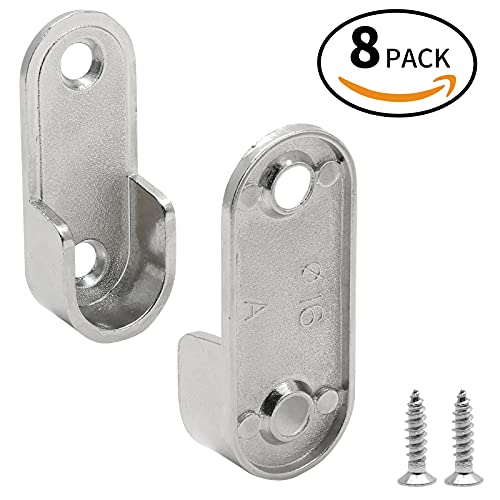 image for Zorveiio Silver Closet Rod End Supports, Oval Closet Rod Holder Small 