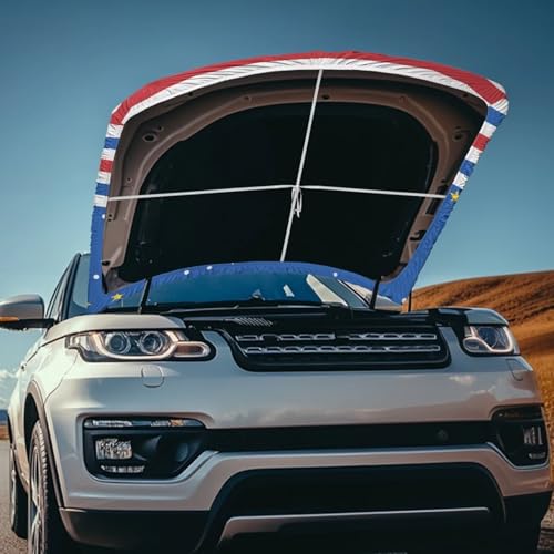 Image of Car Hood Cover, US 250 Years Car Hood Wrap Blankets Auto Banner Elastic Polyester Automotive Accessories for Compact Cars Sedans SUV Trucks (59x39 Inch)