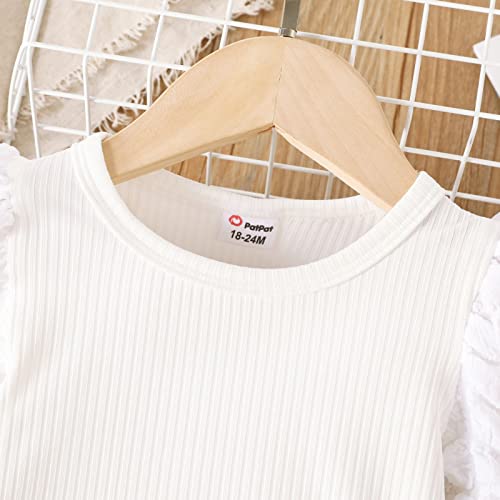 Patpat 2Pcs Toddler Baby Girls Casual Clothes Set Solid Ruffle Knitwear Sweater Tops And Leopard Print Mini Skirt #TOP6