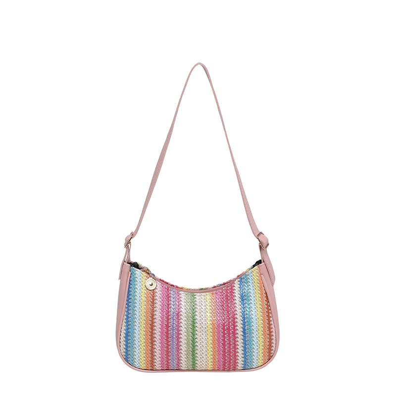 Borsa a tracolla da spiaggia da donna con manico lungo in paglia di grande | Borsa a tracolla da donna in paglia Tote di grande capacità con motivo a righe leggere 24x16x7 cm 310x250x160 mm