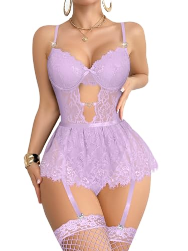 Image of Foxiny Sexy Lingerie Set 3 Piece Women Corset Bodysuit