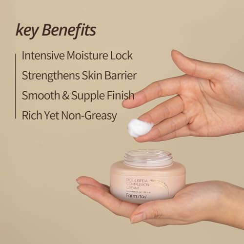 FARMSTAY Rice & Bifida Complexion Cream, Dark Spots Remover Correcting with Niacinamide, Skin Barrier Repair for Glow Skin, Rice Moisturizer for Face, for Women & Men, Korean Skin Care, 4.05 Fl. Oz