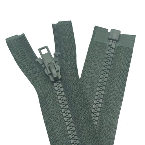 Image of YaHoGa 2PCS #5 31 inch Separating Jacket Zippers for Sewing Coats Jacket Zipper Replacement Plastic Zippers Bulk (31 inch Olive Green)