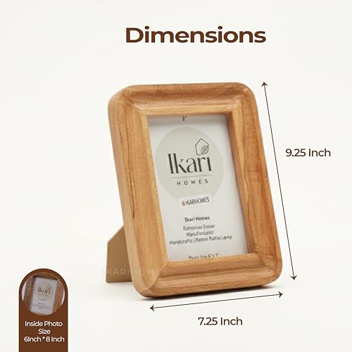 Image of Ikari Homes Solid Wood Photo Frame with Natural Burn Finish | Premium Unbreakable Plexiglass Picture Frame for Tabletop & Wall Hanging Display | Heavy Sturdy Frame with Artisan Craftsmanship