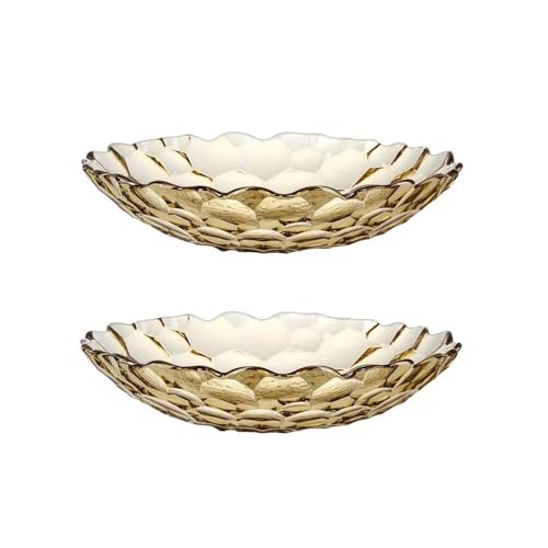 GLigeT Cesta de Frutas Plato de fruta, plato decorativo, plato redondo de fruta for el hogar, cocina, hotel, restaurante, plato de aperitivos, plato de caramelo, juego de 2 Tazón de Frutas(Yellow)