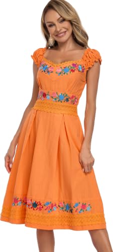 Image of Women's Mexican Dress Embroidered Causal Lace Party Dress