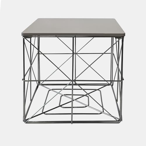 OHS Large Coffee Table Grey Wood Top Side Table Living Room, Blanket Basket Stylish with Storage For Books Folded Cube Storage Tables with Lid, 38x38x38cm