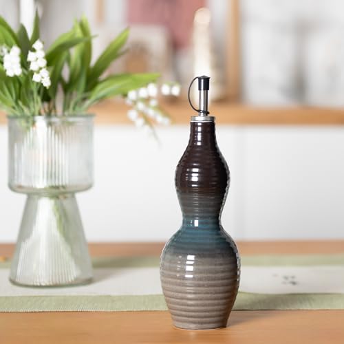 ANLYAWX Ceramic Olive Oil Dispenser - Ergonomic Light-Blocking Pourer with Precise Flow Control, Decorative Kitchen & Dining Table Essential for Healthy Cooking