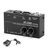 Cenroelon MA400 Headphone Preamplifier Microphone Preamplifier Audio 6.35mm & 3.5mm Headphone Outputs Mixer US Plug