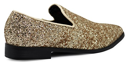 Image of SPK04 Men's Vintage Glitter Dress Loafers Slip On Shoes Classic Tuxedo Dress Shoes