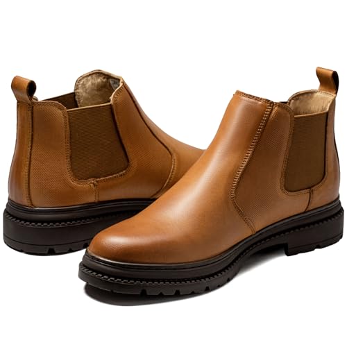 Image of OKKO Mens Chelsea Boots Genuine Leather Dress Boots for Men Classic Stylish Casual Slip On Ankle Boot for Men