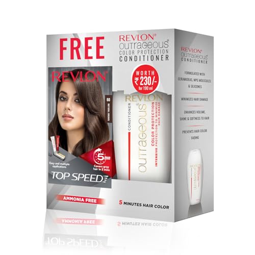 Image of Revlon Top Speed Hair Color For Woman - Natural Brown 60 (with Outrageous Conditioner 190 ml)