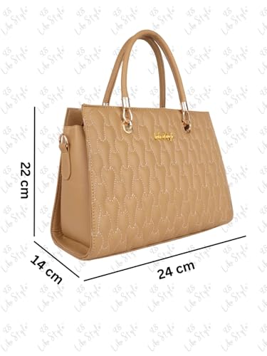 Image of LIKE STYLE Quilted PU Rexine Handbag with Detachable Sling Strap
