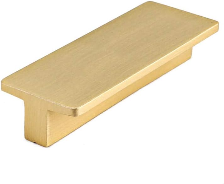 Pure brass handle, drawer wardrobe door handle, simple solid single and double hole matte gold T-shaped copper handle. 32mm-Length 285*Pitch 256