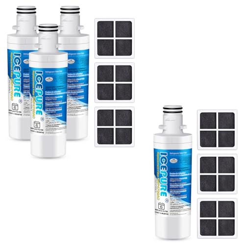 Image of ICEPURE RWF4700AC Replacement for LG LT1000P MDJ64844601 ADQ74793501 LT1000PC, Kenmore Elite 9980 ADQ74793502 LRFXC2416S LRFVS3006S LRMDS3006S LFXS28596S Refrigerator and LT120F Air Filter 4PACK