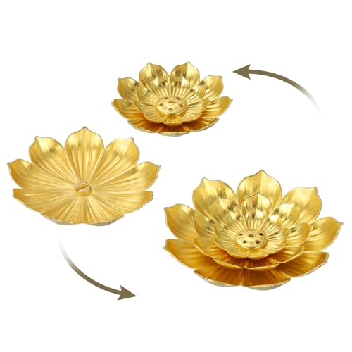 Brûleur d'encens pour yoga et méditation support en laiton doré multi-trous - 5