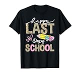 Happy Last Day Of School Leopard Teacher Student Kids Girls T-Shirt