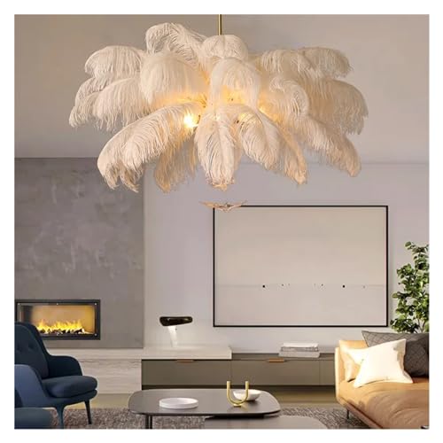 Lustre suspendu en plumes blanches pour une touche de poésie dans votre maison