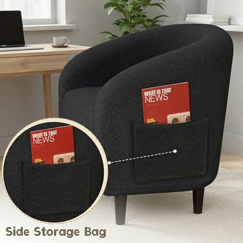 Sillón Barrel Plegable Tela Peluche Negro miniatura 4