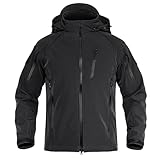 TACVASEN Men's Fleece Jacket Tactical Softshell Windbreaker Hoodie Winter Waterproof Rain Black Jackets for Men Hiking Outdoor