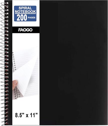 Spiral Notebook, 8.5" x 11", 200 Sheets, College Ruled & Graph Paper, Water-Resistant Cover, Easy Tear-Off, 3-Hole Punched, Black - Ink Bleed Resistant Lawn, Yard, Patio, Garden Cleaning 1