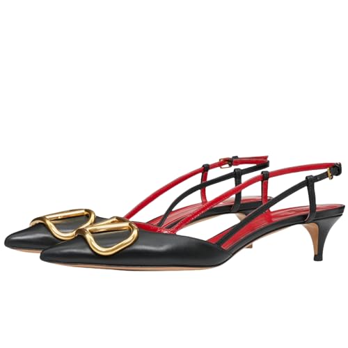 Women's Kitten Slingback Heels Pointed Toe Low Heel Pumps