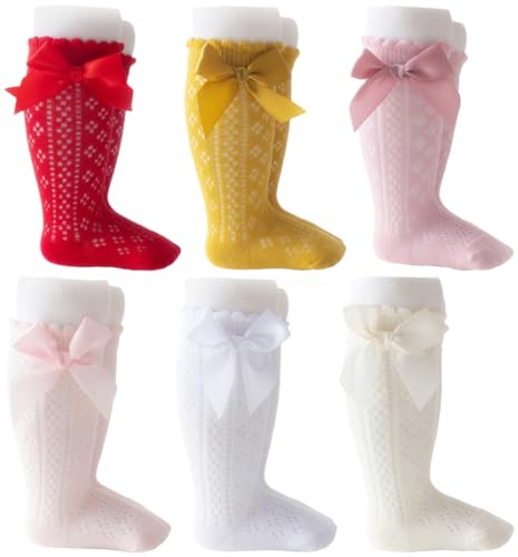 QandSweet Baby Girl Breathable Hollow Socks Resilient Knee High Stockings