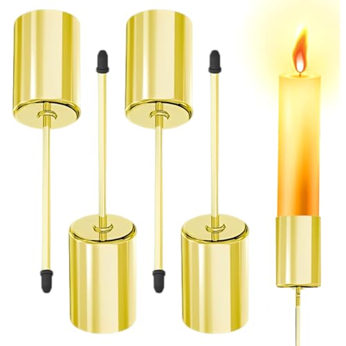 YUVKIN Set da 4 Portacandele per Candele a Stelo, Portacandele per Avvento in Metallo per Decorazioni Natalizie da Tavolo (Oro)