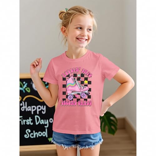 Image of SOFEON First Day of School Shirt for Girls Rollin' Into 1st /2nd /3rd Grade T-Shirt Back to School Skating Graphic Tees Tops